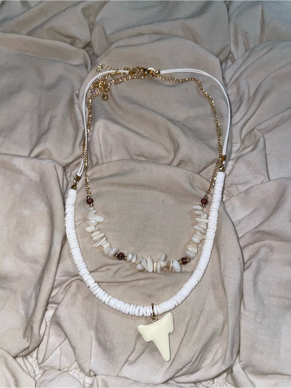 Free People Gold-Tone & Real Stone Beaded Layered Necklace Set